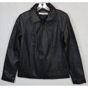 Wilsons Leather Black Leather Zip-Front Jacket